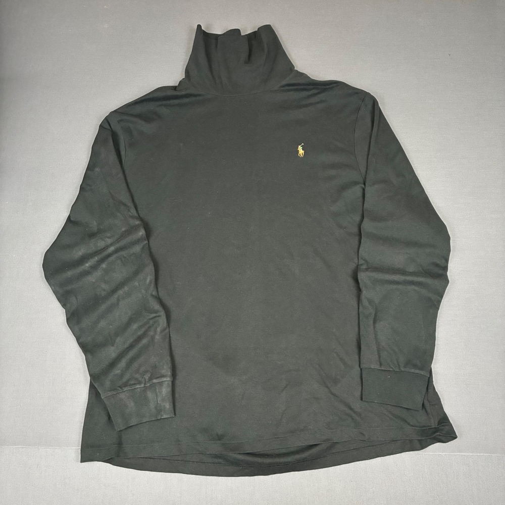 Polo Ralph Lauren Black Turtle Neck Long Sleeve Shirt Men's Size XXL Flesh Pony